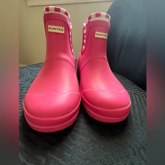 Hunter For Target ankle barbie pink white stripe rain boots booties shoes - Picture 9 of 12
